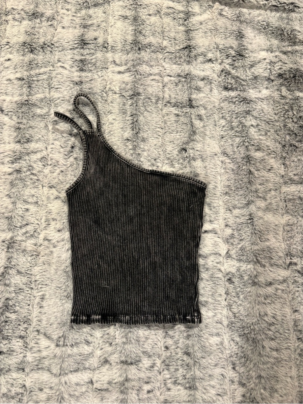 Windsor One-Shoulder Ribbed Camisole - Black